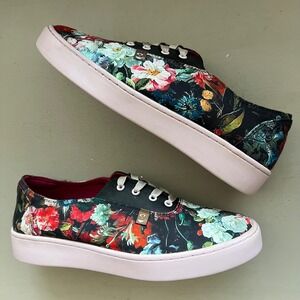Hot Chocolate Design Women 8 Floral Fashion Sneakers Black Pink Lace Up Low Top